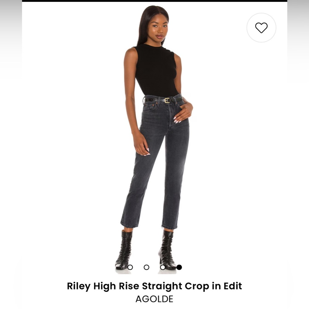 AGOLDE - Riley Black High Rise Straight Crop Sz 27